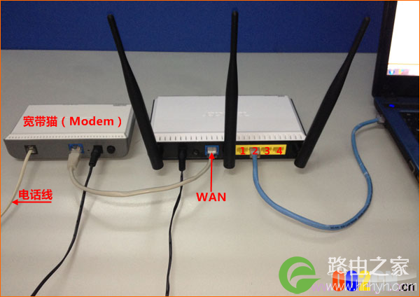 宽带是电话线接入时，TOTOLINK N650R路由器正确连接方式