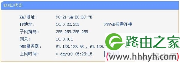 路由器WAN口状态有参数