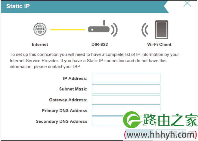 填写运营商提供的IP地址、网关和DNS 