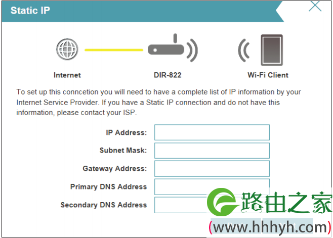 填写运营商提供的IP地址、网关和DNS 