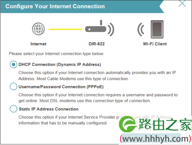 路由器未检测到Internet连接方式，请手动设置