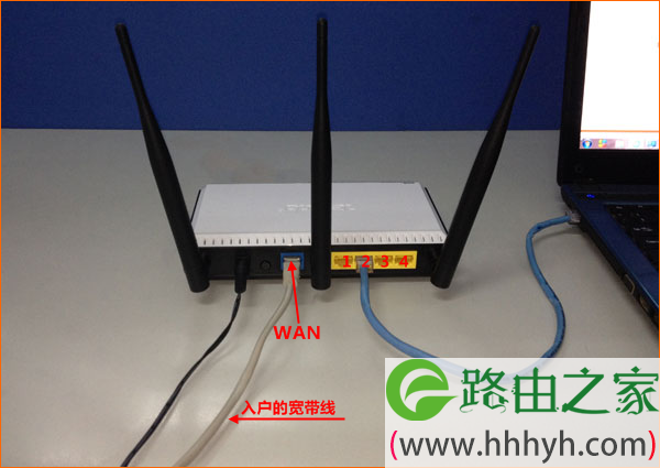 宽带是入户网线接入时，水星MW300R路由器的正确连接方式