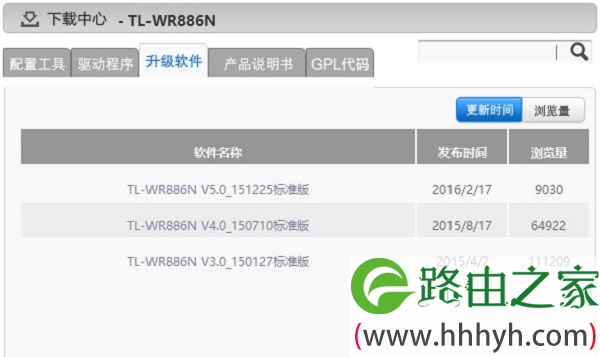 TP-Link TL-WR886N固件官方下载页面